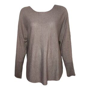 Joan Vass Sweater Womens Size XL Cashmere Blend Neutral Pullover 3/4 Sleeve